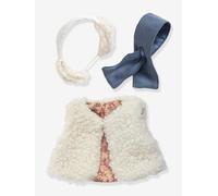 Dolls Clothing Set, Sherpa Waistcoat + Earmuffs, by DJECO white