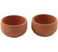 Dolls House 2 Round Drum Terracotta Plant Pots Miniature Garden Accessory 1:12