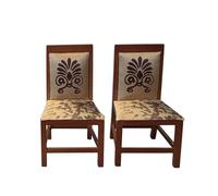 Dolls House 2 Side Chairs Slat Back Walnut Dining Room Furniture Walnut & Gold