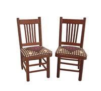 Dolls House 2 Side Chairs Slat Back Walnut Dining Room Furniture Wooden 1:12