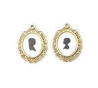 Dolls House 2 Silhouette Pictures Paintings in Miniature Gold Oval Frames 1:12