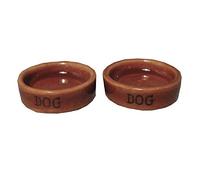 Dolls House 2 Stone Dog Food Bowl Water Dish Miniature Pet Accessory 1:12 Scale