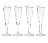 Dolls House 4 Empty Champagne Flutes Glasses Miniature Pub Bar Accessory 1:12