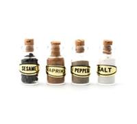 Dolls House 4 Full Glass Spice Jars Miniature 1:12 Kitchen Shop Store Accessory