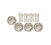 Dolls House 4 Place Setting Silverware Dishes & Cutlery 1:12 Dining Accessory
