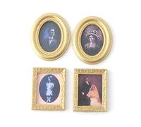 Dolls House 4 Victorian Portrait Pictures Paintings in Miniature Gold Frames