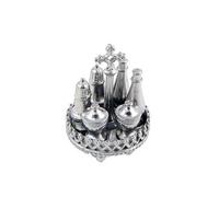 Dolls House 7 Piece Silver Cruet Set Metal Tableware Dining Room Accessory