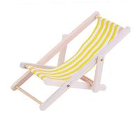 Dolls House Accessories 1:12 Miniature Wooden Beach Chair Chaise Longue Deck Chair Mini Furniture Accessories for Dollhouse Garden Accessory