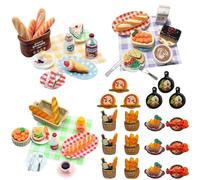 Dolls House Accessories Food Drink - 61 PCS Mini Cake Coffee Fruit with Plate Spoon,Toy Food Dollhouse Scene Decoration,Miniature Dessert Mini Food for Role-Playing Toys