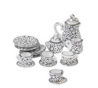Dolls House Accessories Miniature Porcelain Cup Set 1:12 Dining Tea Flower Pattern for Kids Christmas 15PCS