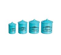 Melody Jane Dolls House Blue Canister Storage Jar Set 4 Miniature Kitchen Accessory 1:12