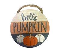 Dolls House Blue "Hello Pumpkin" Halloween Sign Wreath Miniature Door Accessory