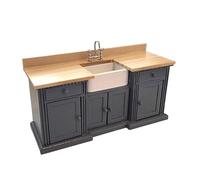 Dolls House Blue & Oak Smallbone Sink Unit Miniature Kitchen Furniture 1:12