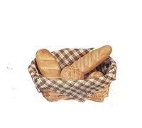 Dolls House Brown Basket of Fresh Bread Miniature Kitchen Bakers Shop Accessory