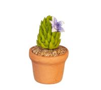 Dolls House Cactus in Terracotta Pot Purple Flowering Plant Miniature Accessory