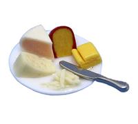 Dolls House Cheese Selection on Plate Miniature Cafe Food Dining Room Accessory