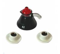 Dolls House Coffee Pot & 2 Espresso's in Cup & Saucer Kitchen Café Accessory