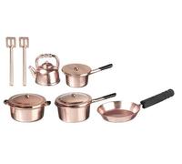 Dolls House Copper Saucepan Set, Utensils & Kettle Kitchen Cookware Accessory