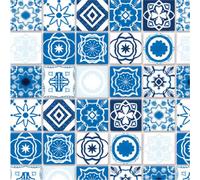 Dolls House Dark Blue Mediterranean Tiles Miniature Flooring Gloss Card Sheet