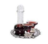 Dolls House Decanter & Glasses of Red Wine on Silver Tray 1:12 Accessory