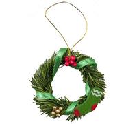 Dolls House Decorated Christmas Wreath Green Ribbon Miniature Door Accessory