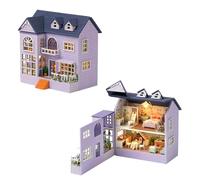 Dolls House, DIY Miniature House Kit for Adults with LED Light, Wooden Puzzle Craft Model, Great Birthday Gift for Women and Teens (Happy House)