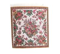 Dolls House French Floral Rug Woven Red Jacquard Design Floor Accessory Small