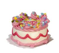 Dolls House Giant Cake Pink Happy Birthday Icing Miniature Food Accessory