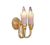 Dolls House Gold Brass Double Candle Wall Light Sconce 12V Electric Lighting
