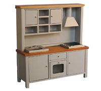 Dolls House Grey & Pine Complete Modern Kitchen Unit with Sink Oven & Hob