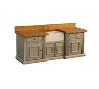 Dolls House Grey & Pine Smallbone Sink Unit with Belfast Sink Kitchen Furniture