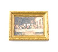 Dolls House Last Supper Picture in Gold Frame 1:12 Miniature Religious Accessory