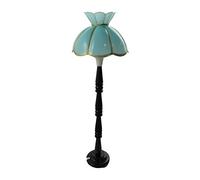 Dolls House Light Blue and Gold Shade Floor Light Electric Standard Lamp 12V