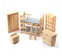 Dolls House Light Oak Bedroom Furniture Set with Bunk Bed1:12 Scale