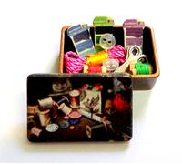 Dolls House Miniature 1:12 Scale Antique Sewing BOX with Accessories #G7047