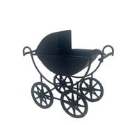 Dolls House Miniature 1:12th Scale Black Metal Victorian Style Pram
