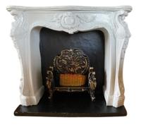 Dolls House Miniature 1:12th Scale Ornate Carved Fireplace With Artificial Fire & Grate, Living Room Furniture.