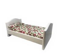 Dolls House Miniature 1:12th Scale White Childs Bed With Mattress & Bedding.
