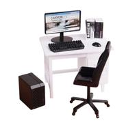 Dolls House Miniature 1:12th Scale White Office Desk Set