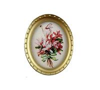 Dolls House Miniature Accessory Posy of Flowers Picture in Oval Gold Frame