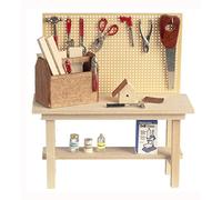 Dolls House Miniature Garden Shed Garage Full Workbench Tool Bench