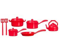 Town Square Miniatures Dolls House Miniature Kitchen Accessory Red Saucepan Pan Set 1:12 Cookware