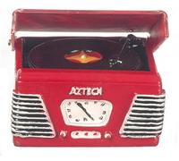 Dolls House Miniature Music Room Accessory 1950's Record Player Turntable in Red