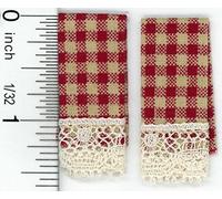Dolls House Miniature Set of 2 Country Red Dish Towels