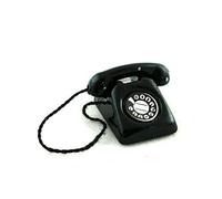 Dolls House Miniature Study Lounge Accessory Black Retro Phone Telephone 5371
