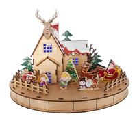 Dolls House Model Kits, DIY LED 67 Pieces Christmas Themed Doll House 3D Wooden Jigsaw for Adults Children, Miniature House Kits for Adults Kids, No Battery