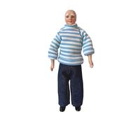 Dolls House Modern Grandfather in Blue Jumper & Jeans Porcelain 1:12 People