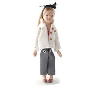 Dolls House Modern Young Girl with Long Hair Miniature Figure Porcelain People