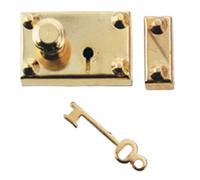 Dolls House Old English Lock & Key Brass 1:12 Door Lockset Miniature Hardware