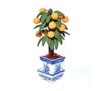 Dolls House Orange Tree in White and Blue Chinese Pot Planter Garden Accessory